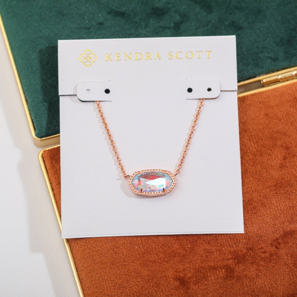 Kendra Scott Rose Gold Elisa Dichroic Glass Necklace